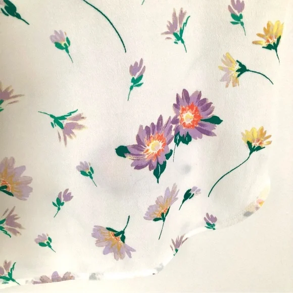 LOFT Floral Tie Back Keyhole Shell Whisper White Tank XS - Picture 6 of 11